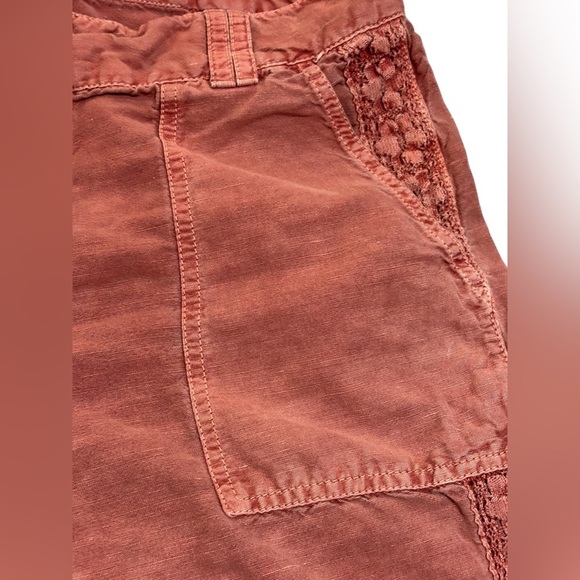 Sundance Women’s 10 Linen Cotton Blend Pants Lace Trim Dusty Pink Boho Casual - Picture 10 of 15